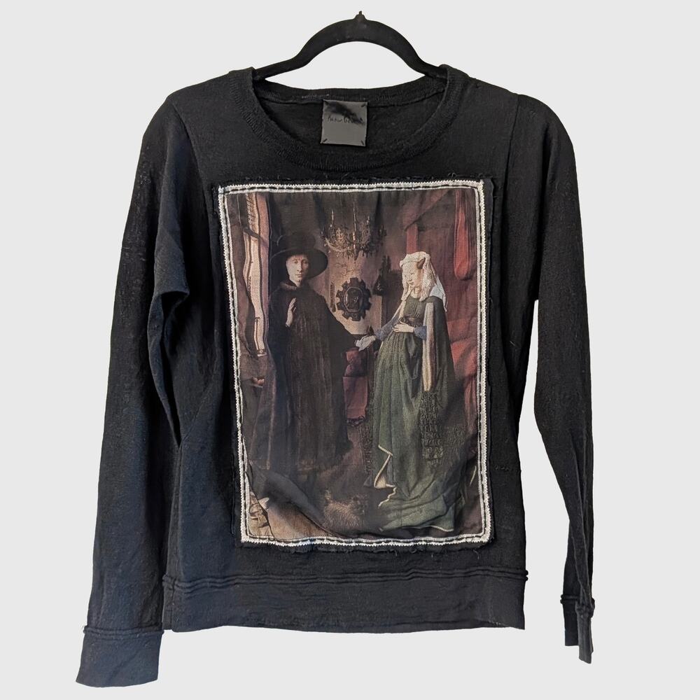 Snow Bound Arnolfini Portrait Art Wool Silk Sweater Black Lightweight